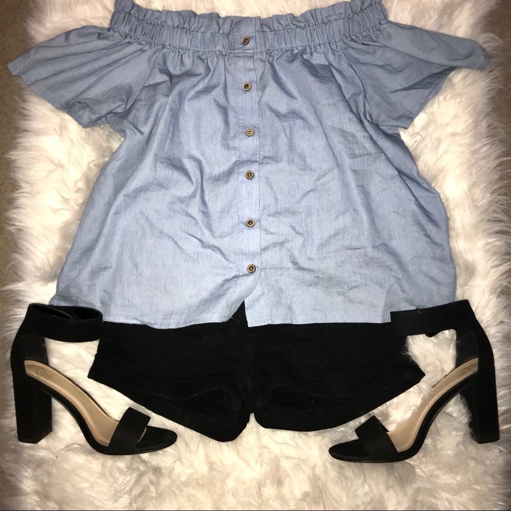 Chambray Off the Shoulder Blouse